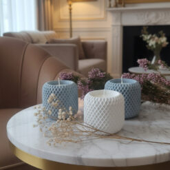 Vela Decorativa en Vaso Relieve "Harmony" - Cera de Soja (Regalo Original)