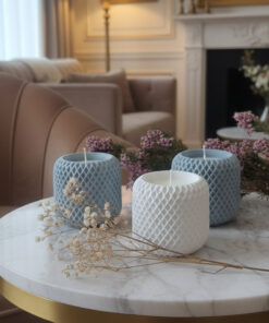 Vela Decorativa en Vaso Relieve "Harmony" - Cera de Soja (Regalo Original)