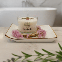 Vela de Soja Lavanda Relajante con Mecha de Madera (Spa & Sueño)