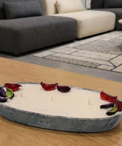 Alternative view of Vela Decorativa Grande "Canoa" - Centro de Mesa Artesanal (3 Mechas)