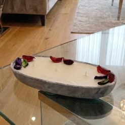 Vela Decorativa Grande "Canoa" - Centro de Mesa Artesanal (3 Mechas)