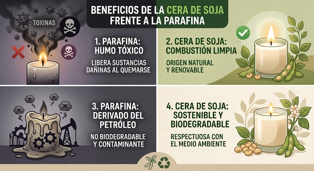 Beneficios cera soja vs parafina